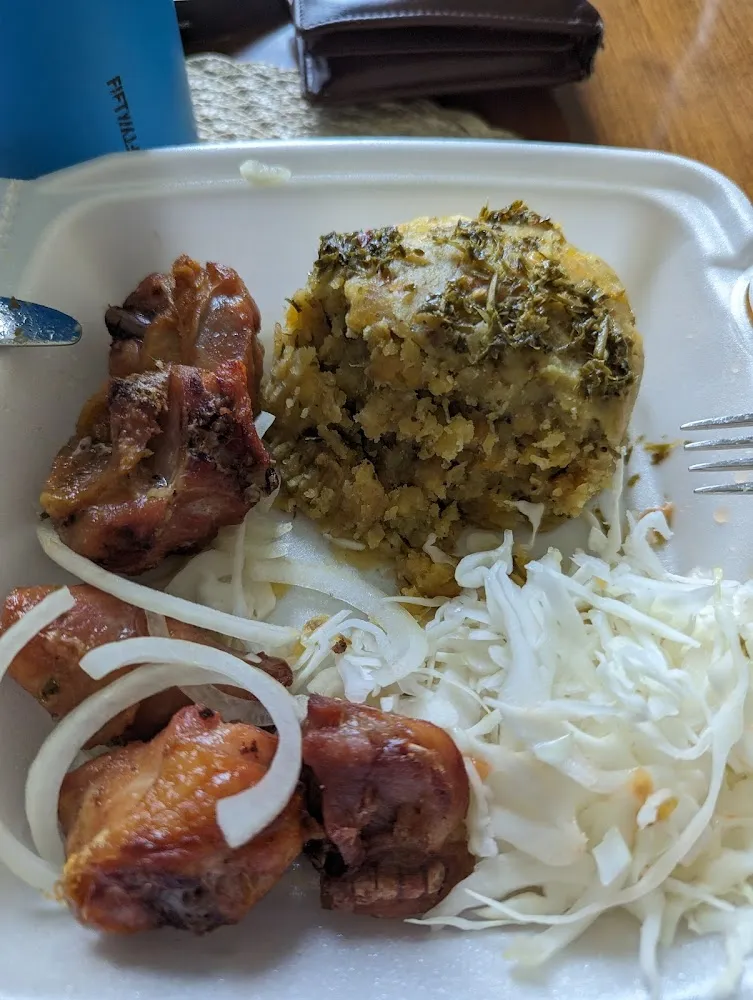 Mofongo with Chicharron De Pollo